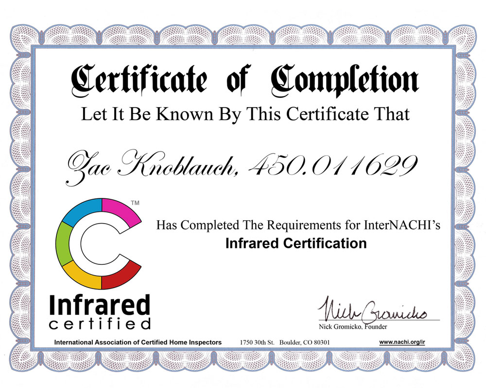 Certificate of Completion Infrared