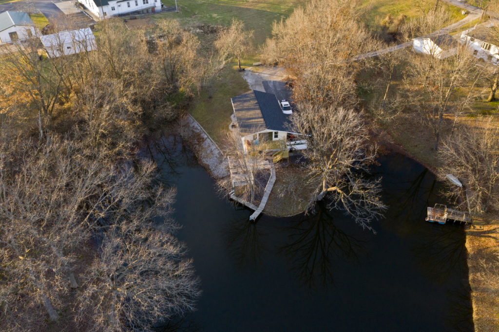 aerial drone photo of house