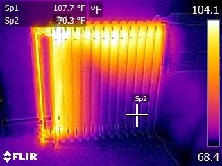 thermal image of radiator with trapped air