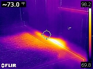 thermal image of bathroom vanity covering a hvac supply register