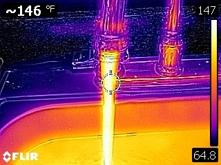 thermal image of dangerously hot water