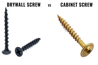 drywall screw vs cabinet screws difference