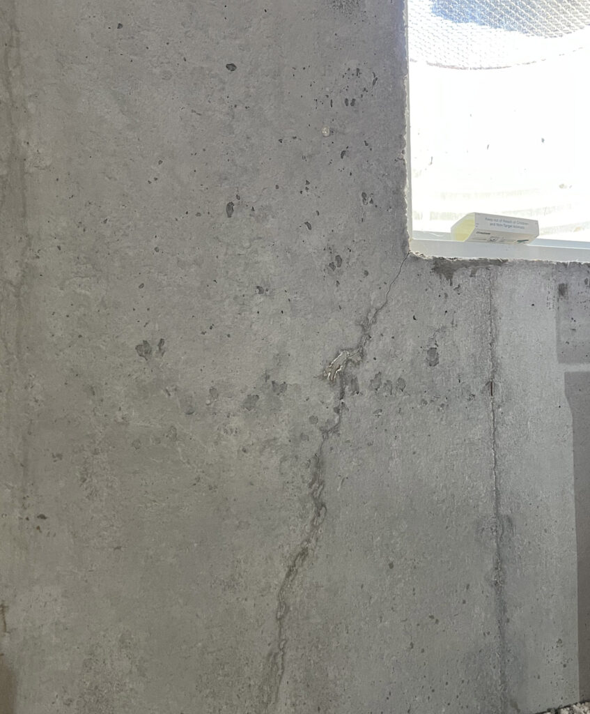 new construction foundation crack leaking